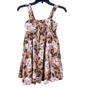 Janie and Jack Sundress Little Girls 7 Tan Sleeveless Bow Butterfly Floral Print